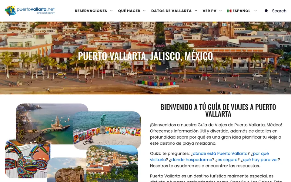Captura de la página de inicio de PuertoVallarta.net