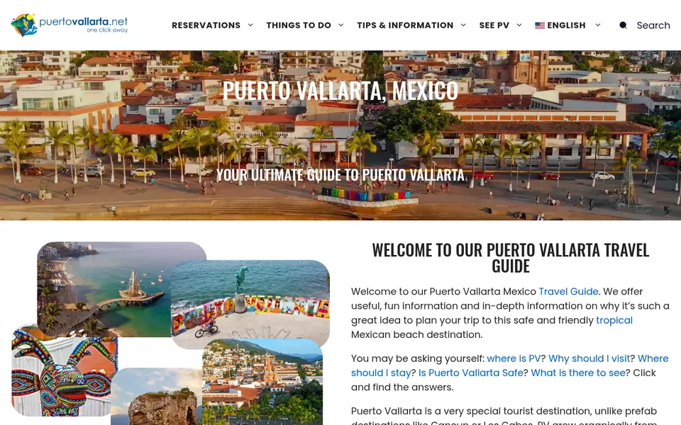 Skærmbillede af forsiden på PuertoVallarta.net