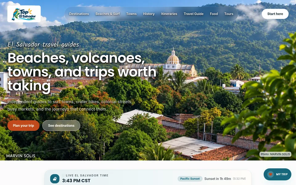 Captura de la página de inicio de TopElSalvador.com