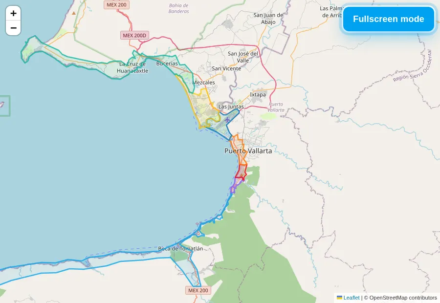 Screenshot of the Interactive area map on PuertoVallarta.net